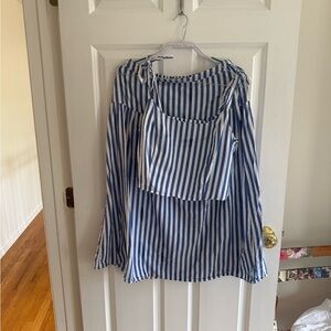Old Navy Blue and White Striped Top and Skirt Matching Set